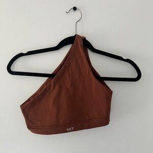 SET ACTIVE One Shoulder SportBody Sports Bra- Chestnut